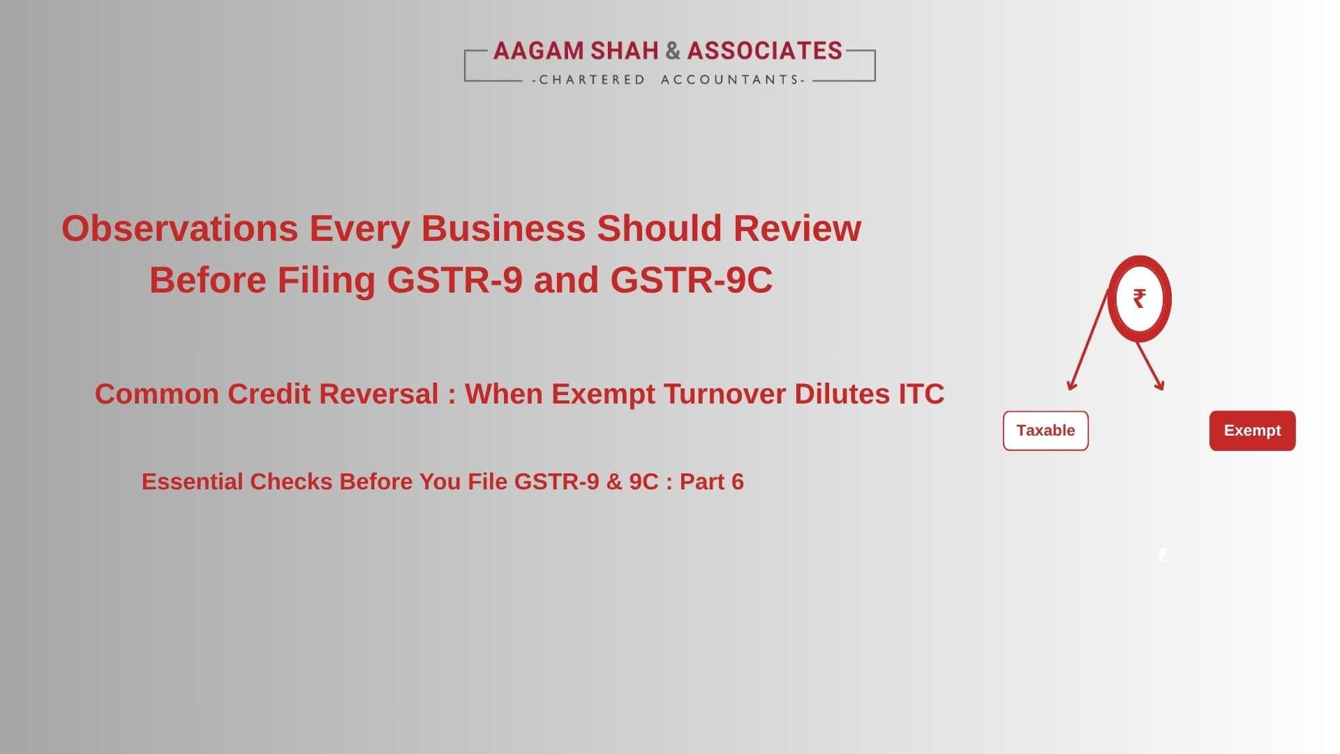 Observations Every Business Should Review Before Filing GSTR-9 and GSTR-9C - Common Credit Reversal: When Exempt Turnover Dilutes ITC